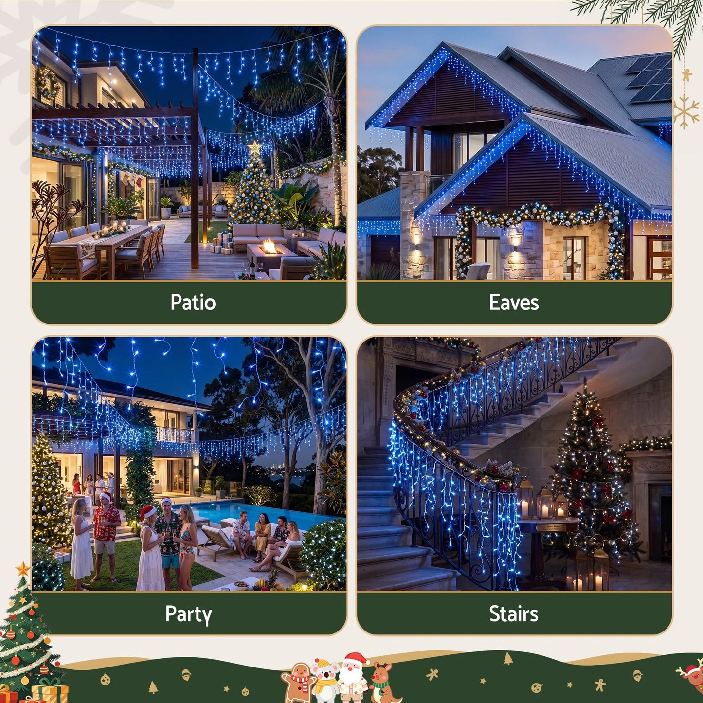 Jingle Jollys 32M Christmas Lights Solar Icicle String Lights 960 LED Blue - Image 8
