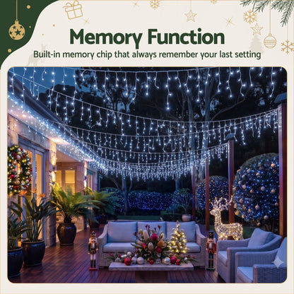 Jingle Jollys 32M Christmas Lights Solar Icicle String Lights 960 LED Cool White - Image 3