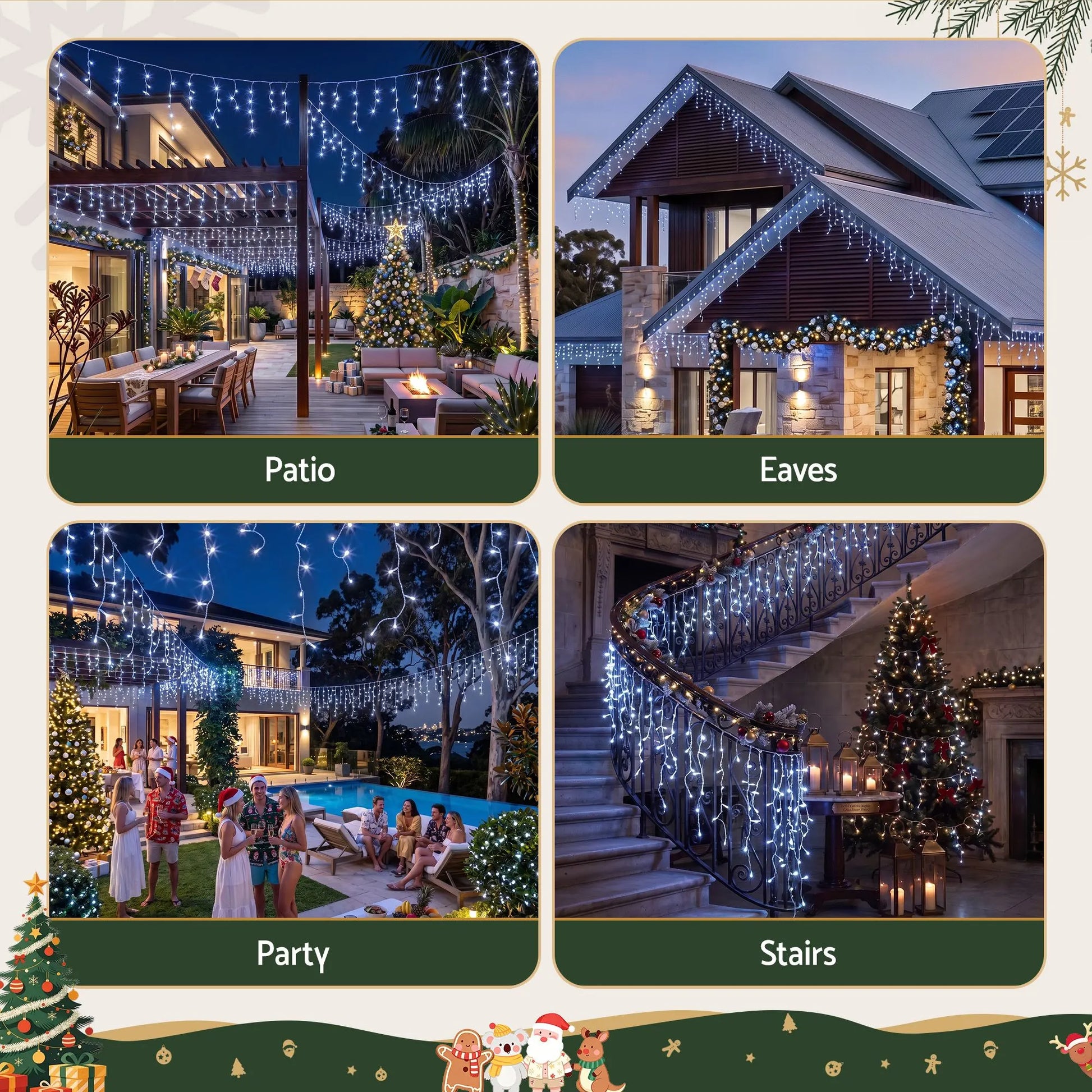 Jingle Jollys 32M Christmas Lights Solar Icicle String Lights 960 LED Cool White - Image 4
