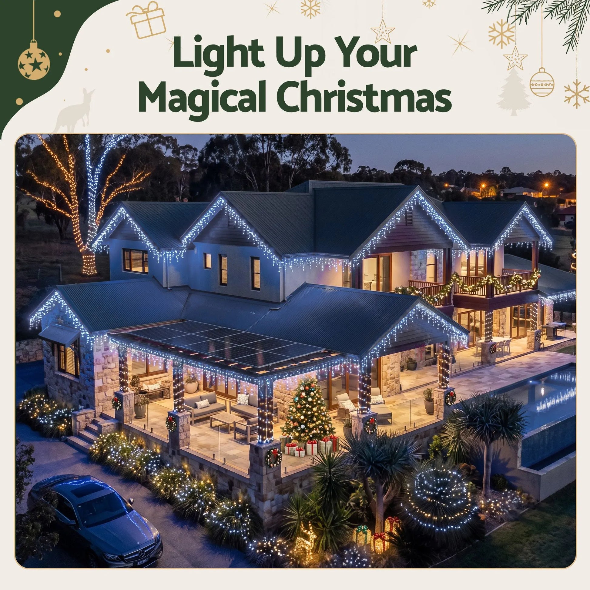 Jingle Jollys 32M Christmas Lights Solar Icicle String Lights 960 LED Cool White - Image 5