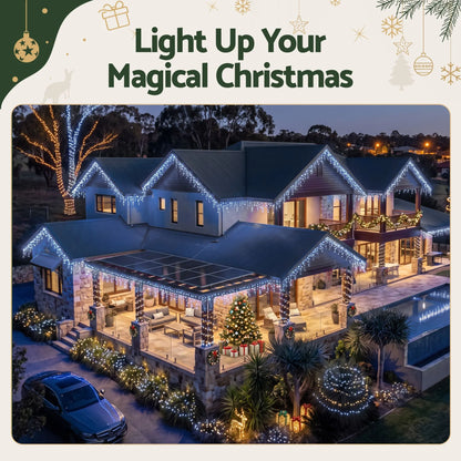 Jingle Jollys 32M Christmas Lights Solar Icicle String Lights 960 LED Cool White - Image 5