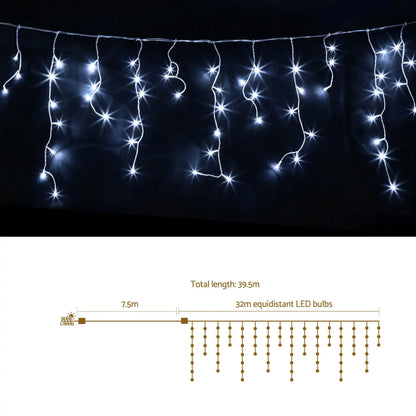 Jingle Jollys 32M Christmas Lights Solar Icicle String Lights 960 LED Cool White - Image 8