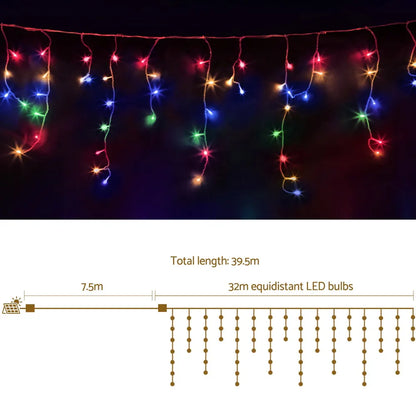 Jingle Jollys 32M Christmas Lights Icicle String Light 960 LED Multi-coloured - Image 2