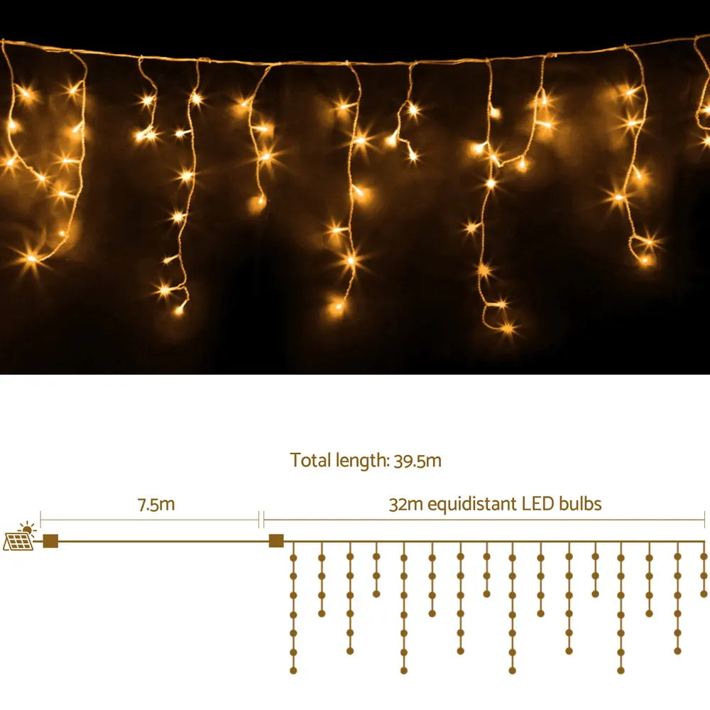 Jingle Jollys 32M Christmas Lights Icicle String Light 960 LED Decor Warm White - Image 2