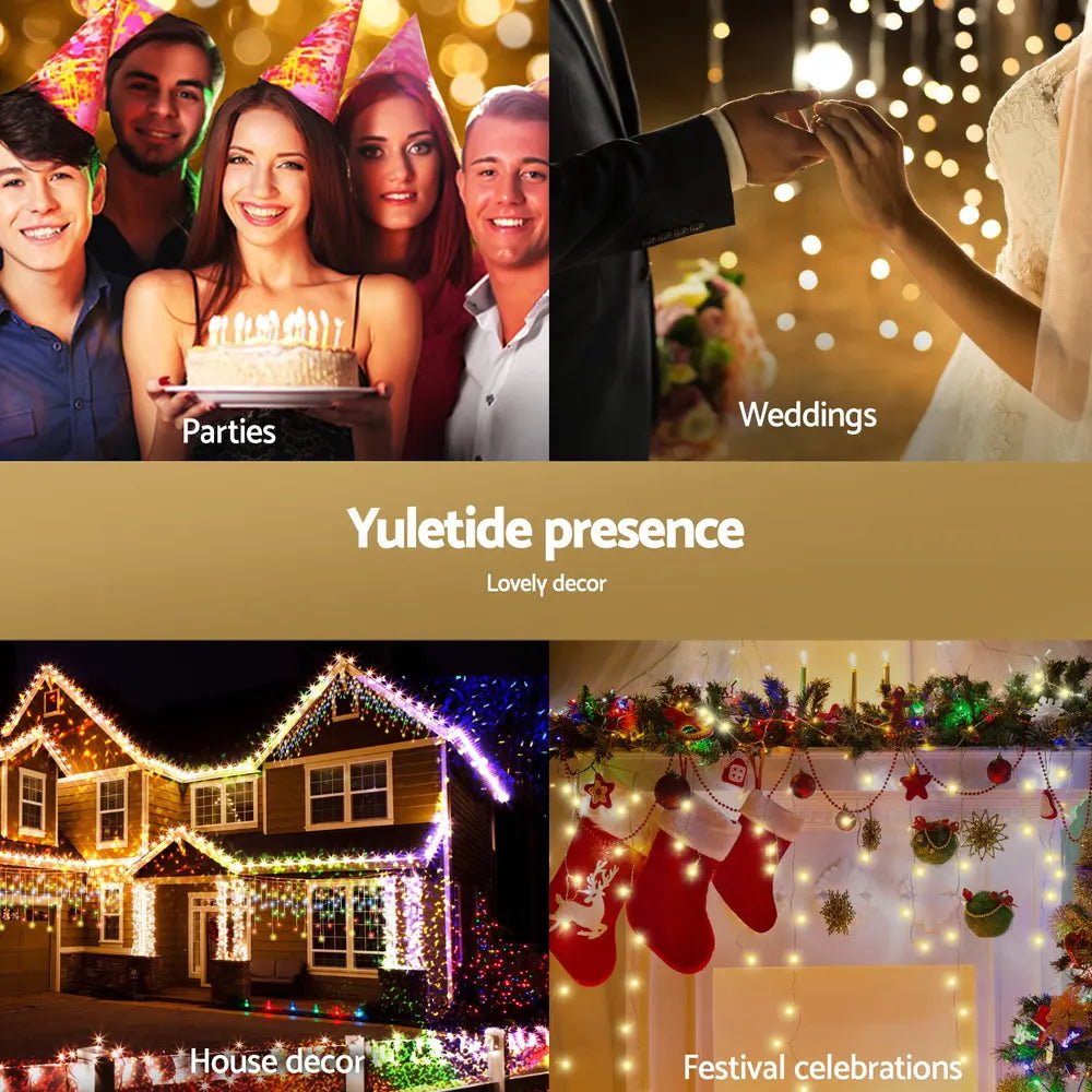 Jingle Jollys 32M Christmas Lights Icicle String Light 960 LED Decor Warm White - Image 5