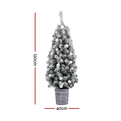 Jingle Jollys Christmas Tree 1.2M Potted Snowy Xmas Tree - Image 2