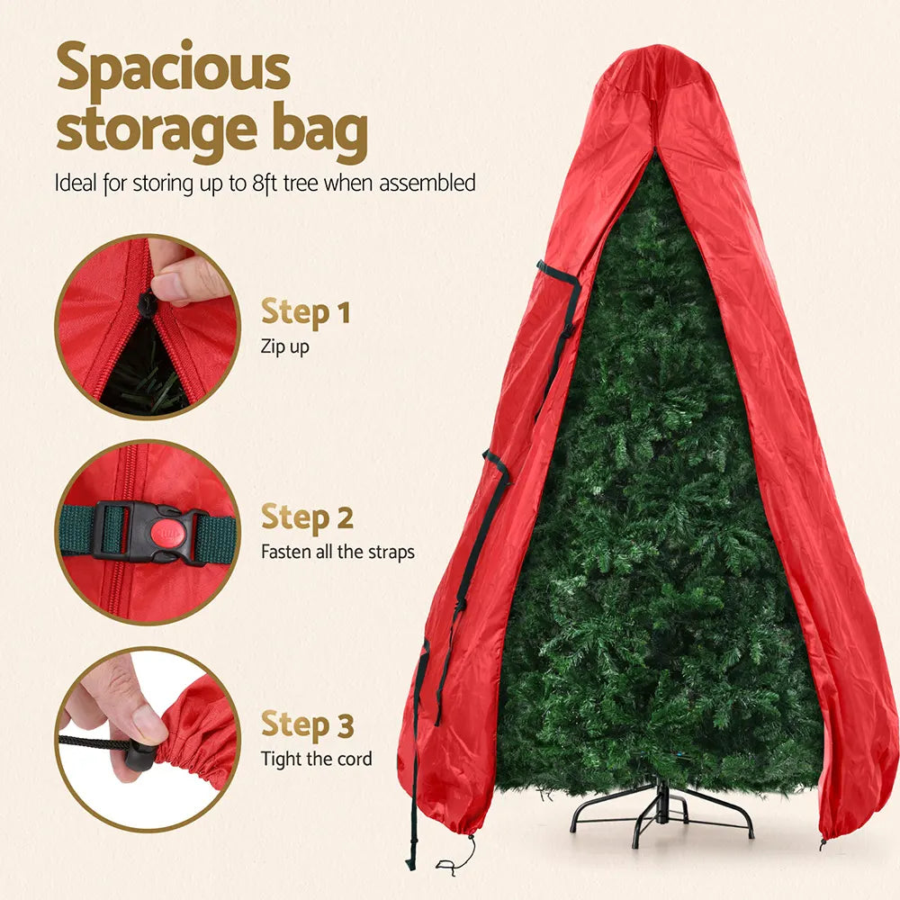 Jingle Jollys Christmas Tree Storage Bag Fits Up to 8ft Tree Xmas Bag Zipper Red - Image 4