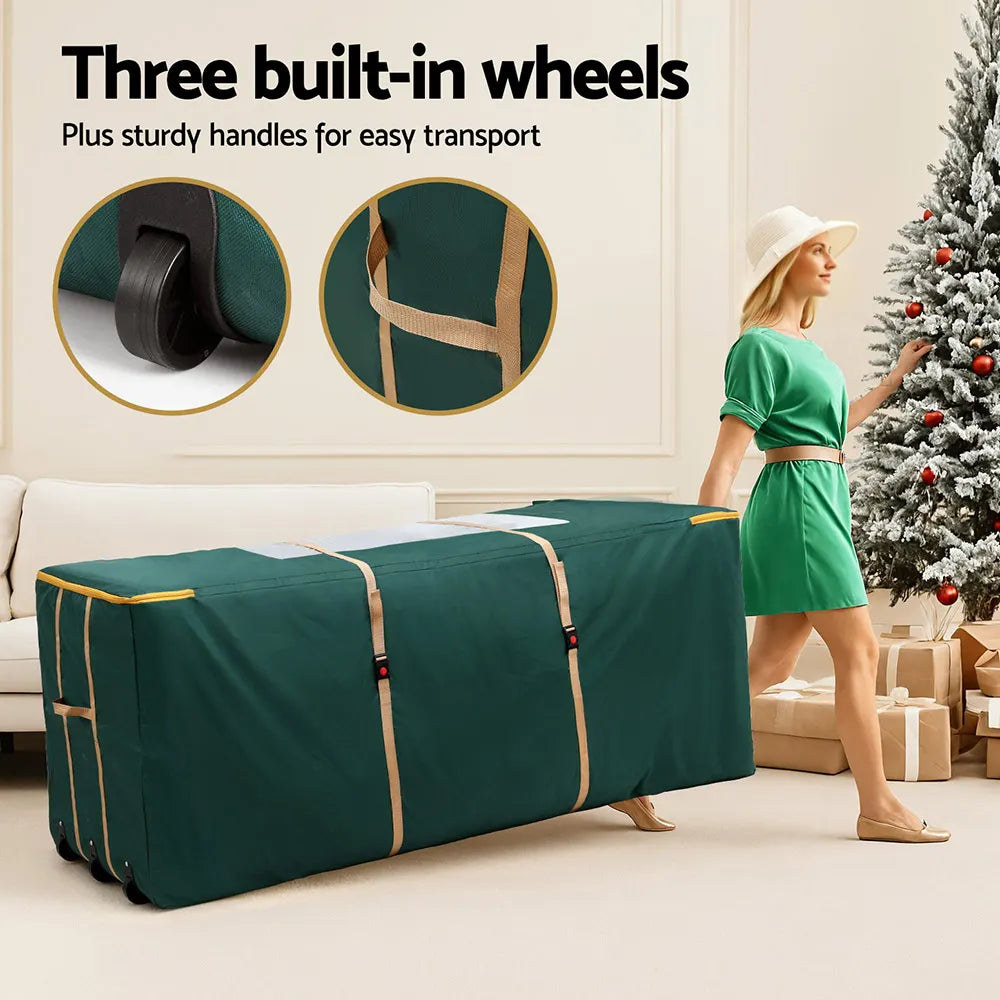 Jingle Jollys Christmas Tree Storage Bag Up to 10ft Visible Handle Wheels Green - Image 6