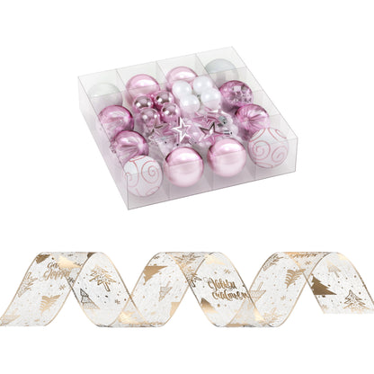 Jingle Jollys Christmas Tree Decoration Set Ribbon Baubles Ornaments Party 34pcs - Image 3