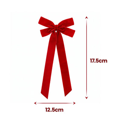 Jingle Jollys 12Pcs Red Velvet Christmas Bows Tree Decorations Xmas Decor - Image 2