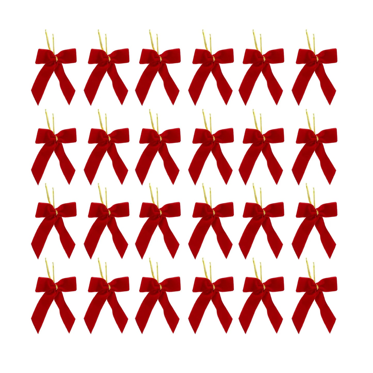 Jingle Jollys 24Pcs Red Velvet Christmas Bows Tree Decorations Xmas Decor - Image 3
