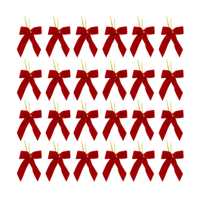 Jingle Jollys 24Pcs Red Velvet Christmas Bows Tree Decorations Xmas Decor - Image 3