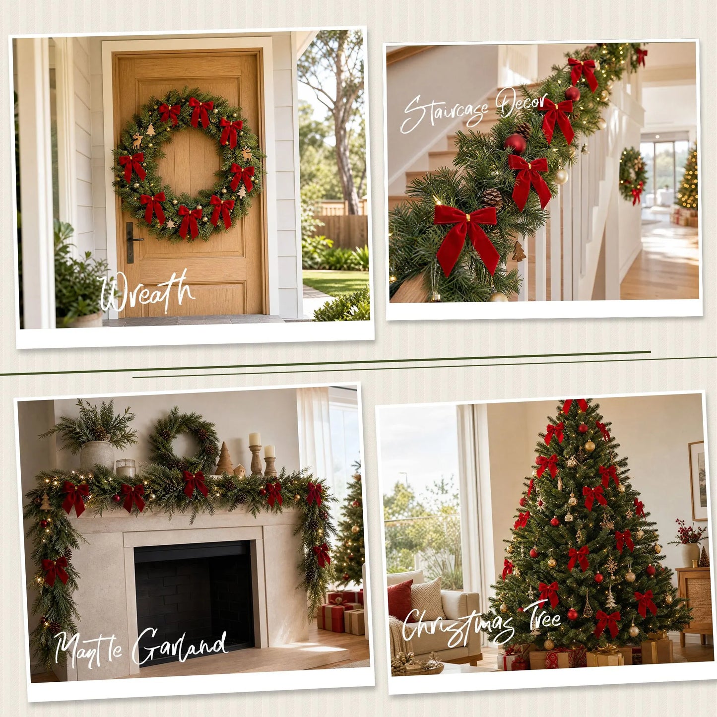 Jingle Jollys 24Pcs Red Velvet Christmas Bows Tree Decorations Xmas Decor - Image 5