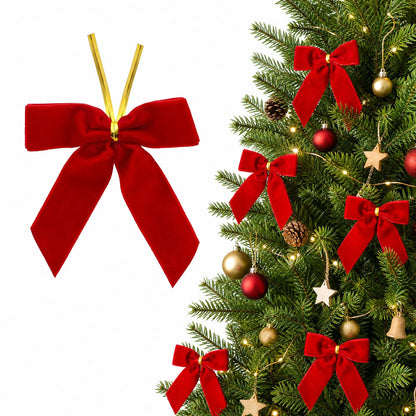Jingle Jollys 24Pcs Red Velvet Christmas Bows Tree Decorations Xmas Decor - Image 8