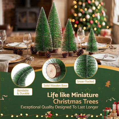 Jingle Jollys Christmas Table Decoration 4Pcs Mini Tree Set Frosted Party Decor - Image 5