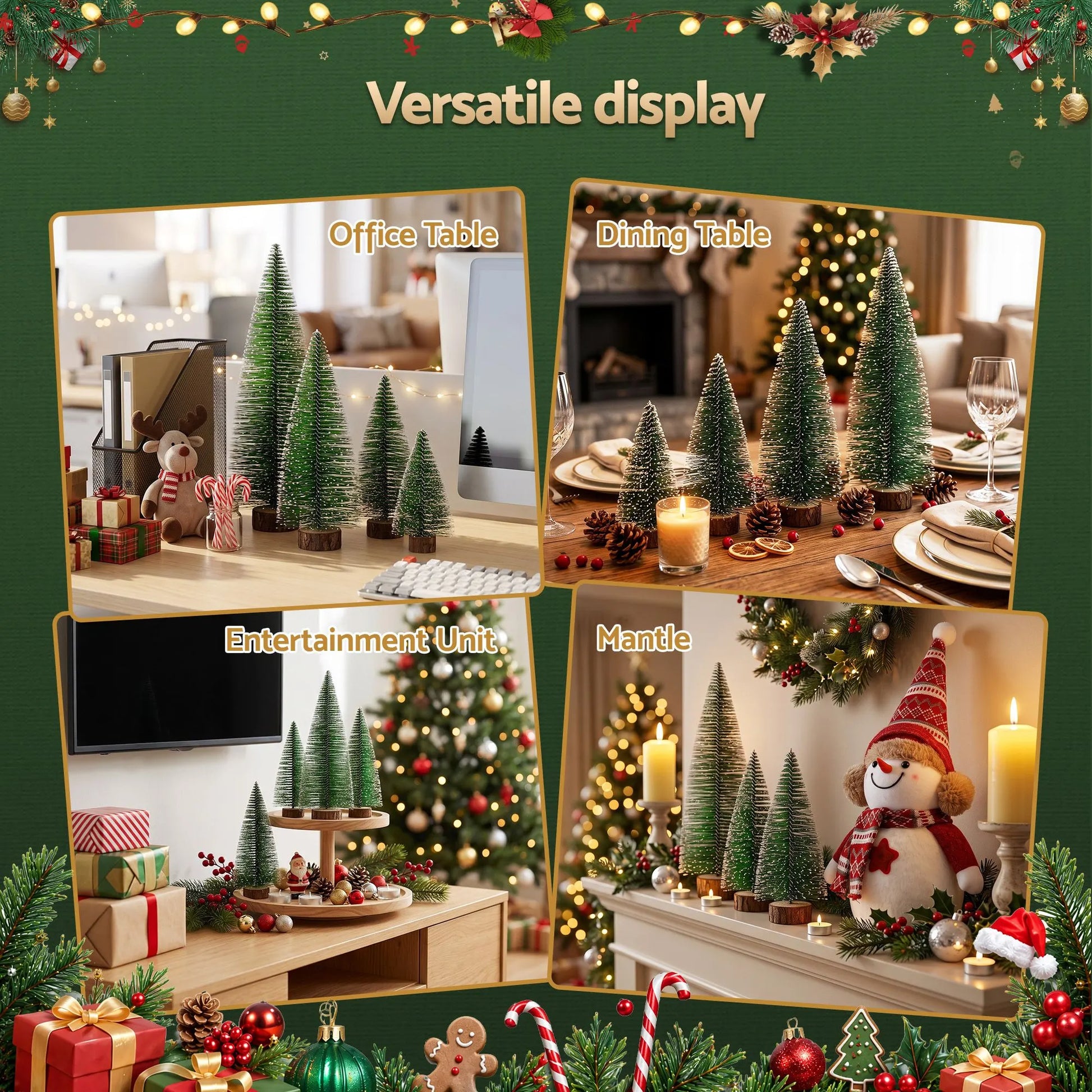 Jingle Jollys Christmas Table Decoration 4Pcs Mini Tree Set Frosted Party Decor - Image 7