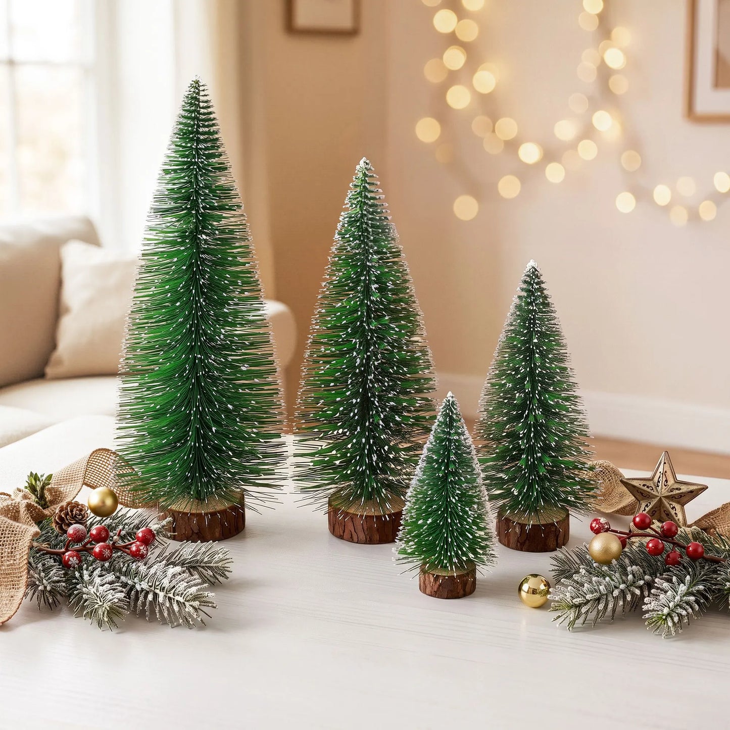 Jingle Jollys Christmas Table Decoration 4Pcs Mini Tree Set Frosted Party Decor - Image 8