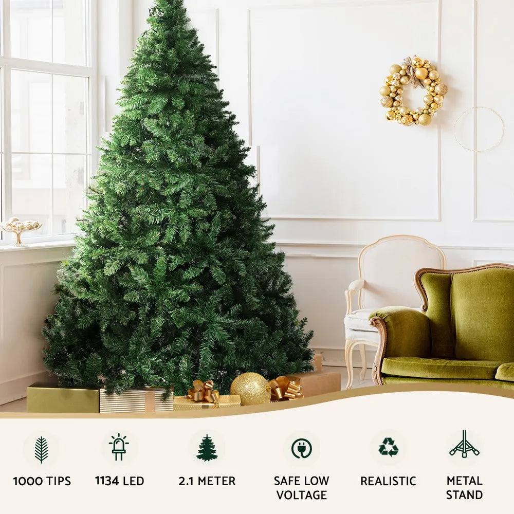 Jingle Jollys Christmas Tree 2.1m Xmas Tree Decorations 1134 LEDs - Image 4