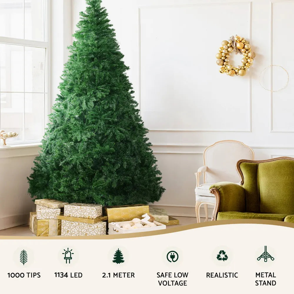 Jingle Jollys Christmas Tree 2.1m Xmas Tree Decoration 8 Light Mode Multi Colour - Image 6