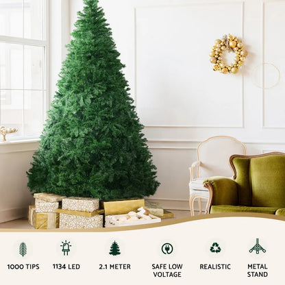 Jingle Jollys Christmas Tree 2.1m Xmas Tree Decoration 8 Light Mode Multi Colour - Image 6