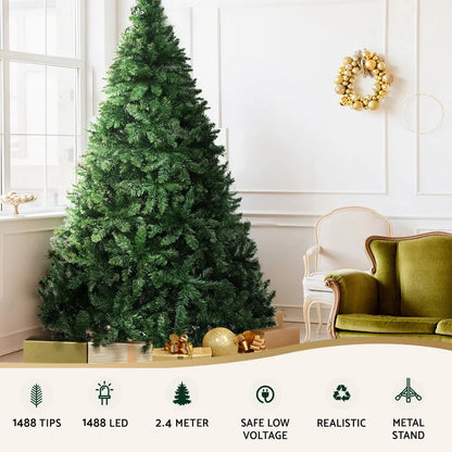 Jingle Jollys Christmas Tree 2.4m Xmas Tree Decorations 1488 LEDs - Image 4