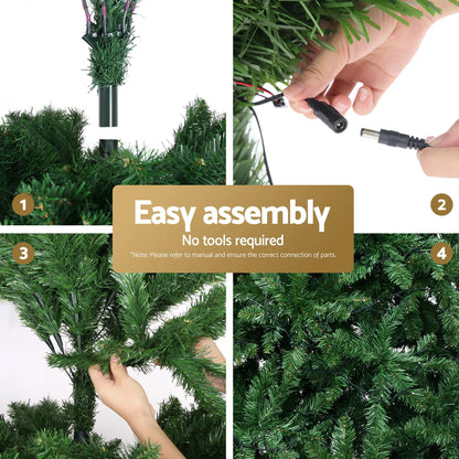 Jingle Jollys 2.4m Pre-Lit Christmas Tree 1488 LED Green with Red Storage Bag - Image 6