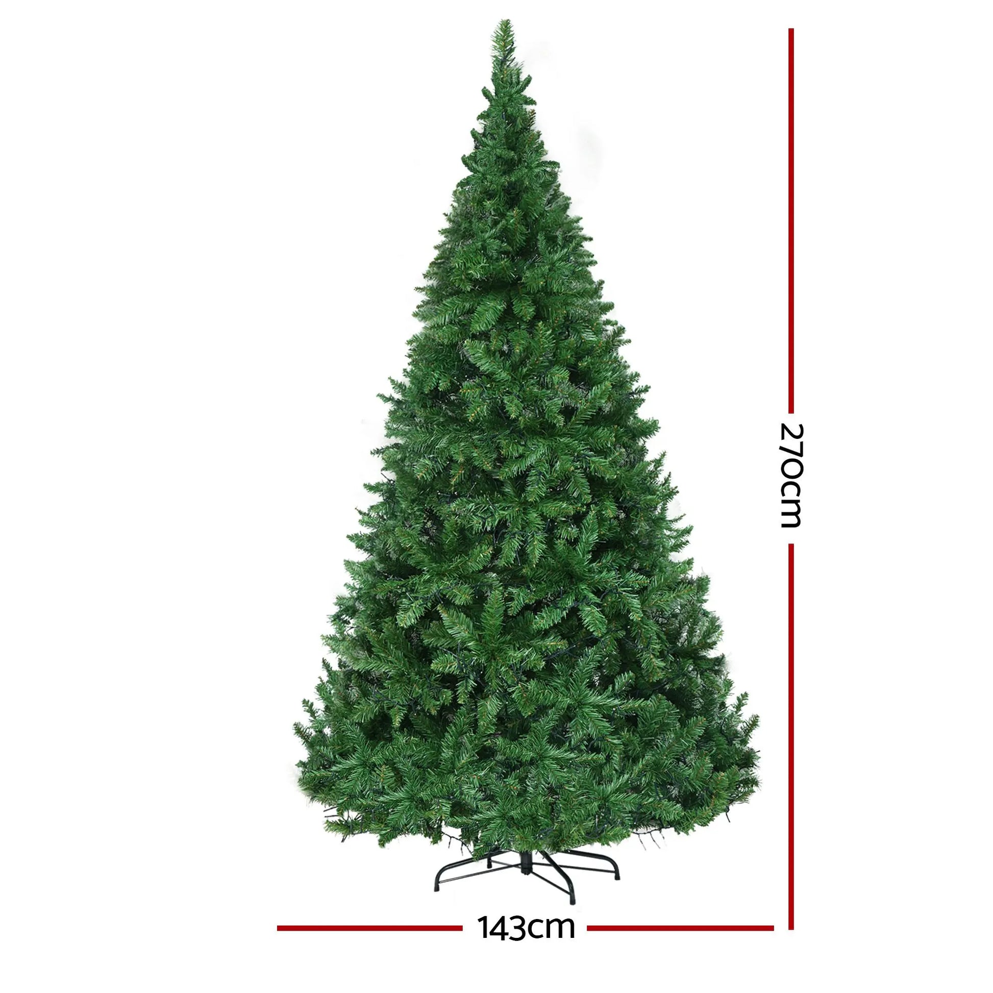 Jingle Jollys Christmas Tree 2.7m Xmas Tree Decorations 1800 LEDs 1831 Tips 8 Light Modes - Image 2