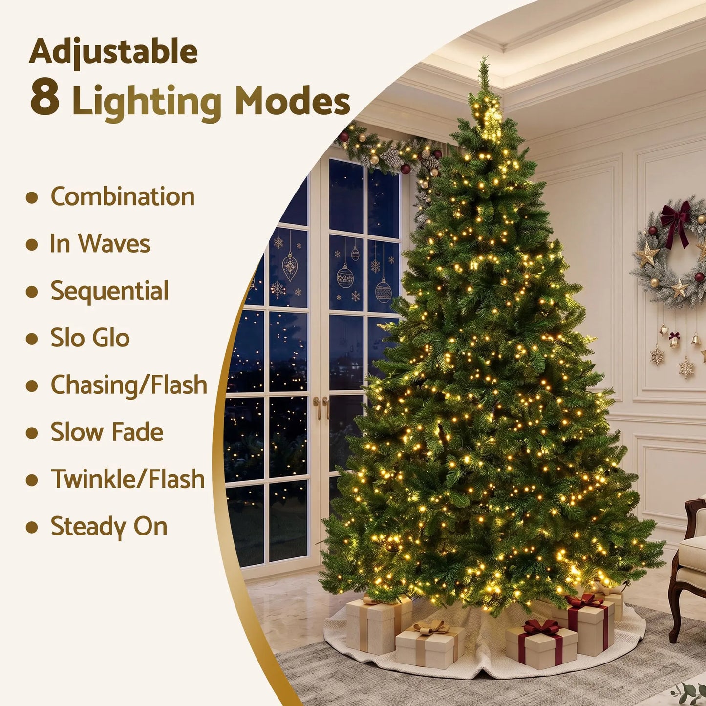 Jingle Jollys Christmas Tree 2.7m Xmas Tree Decorations 1800 LEDs 1831 Tips 8 Light Modes - Image 6
