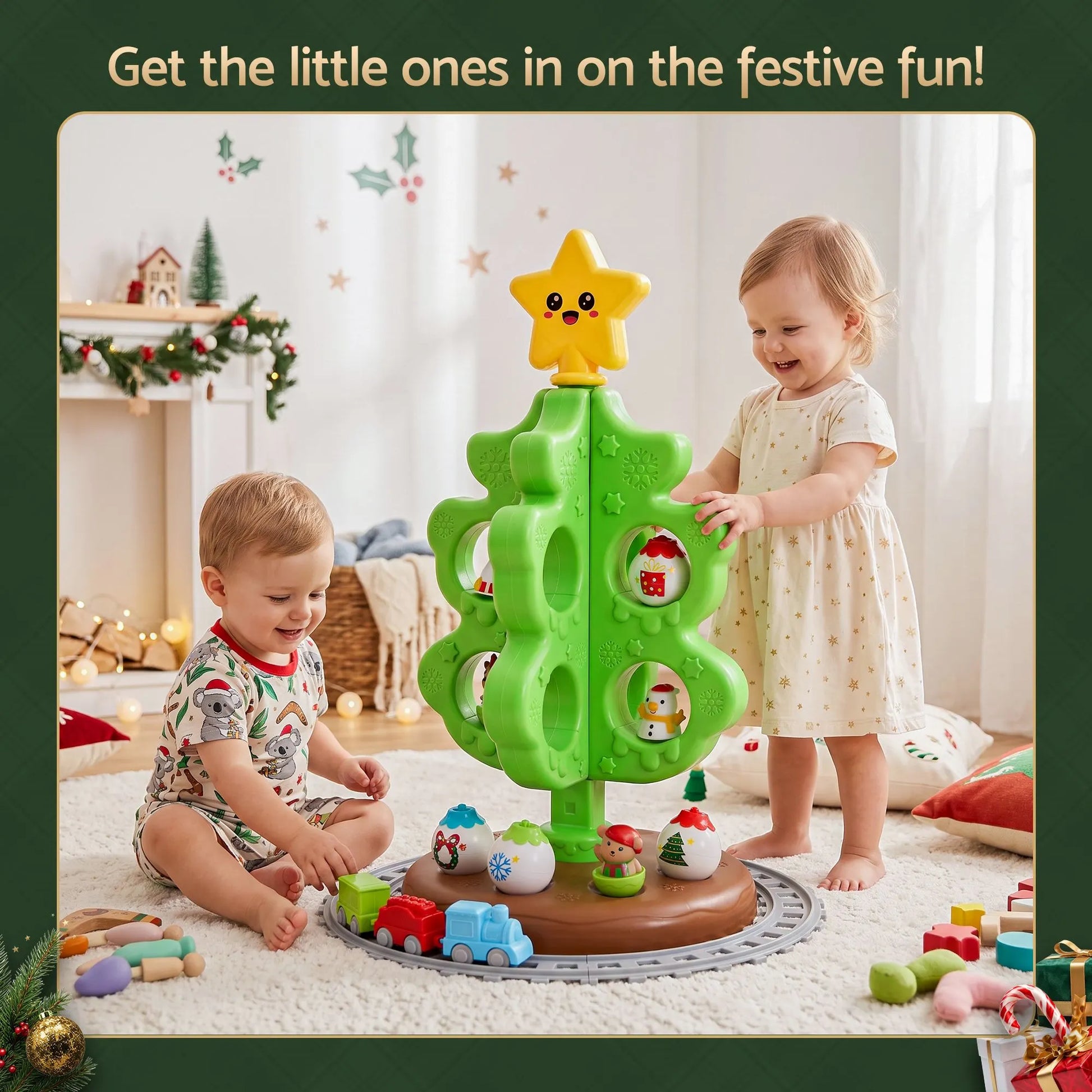 Jingle Jollys Toddler First Christmas Tree Mini Xmas Tree Toy Set with Train - Image 4