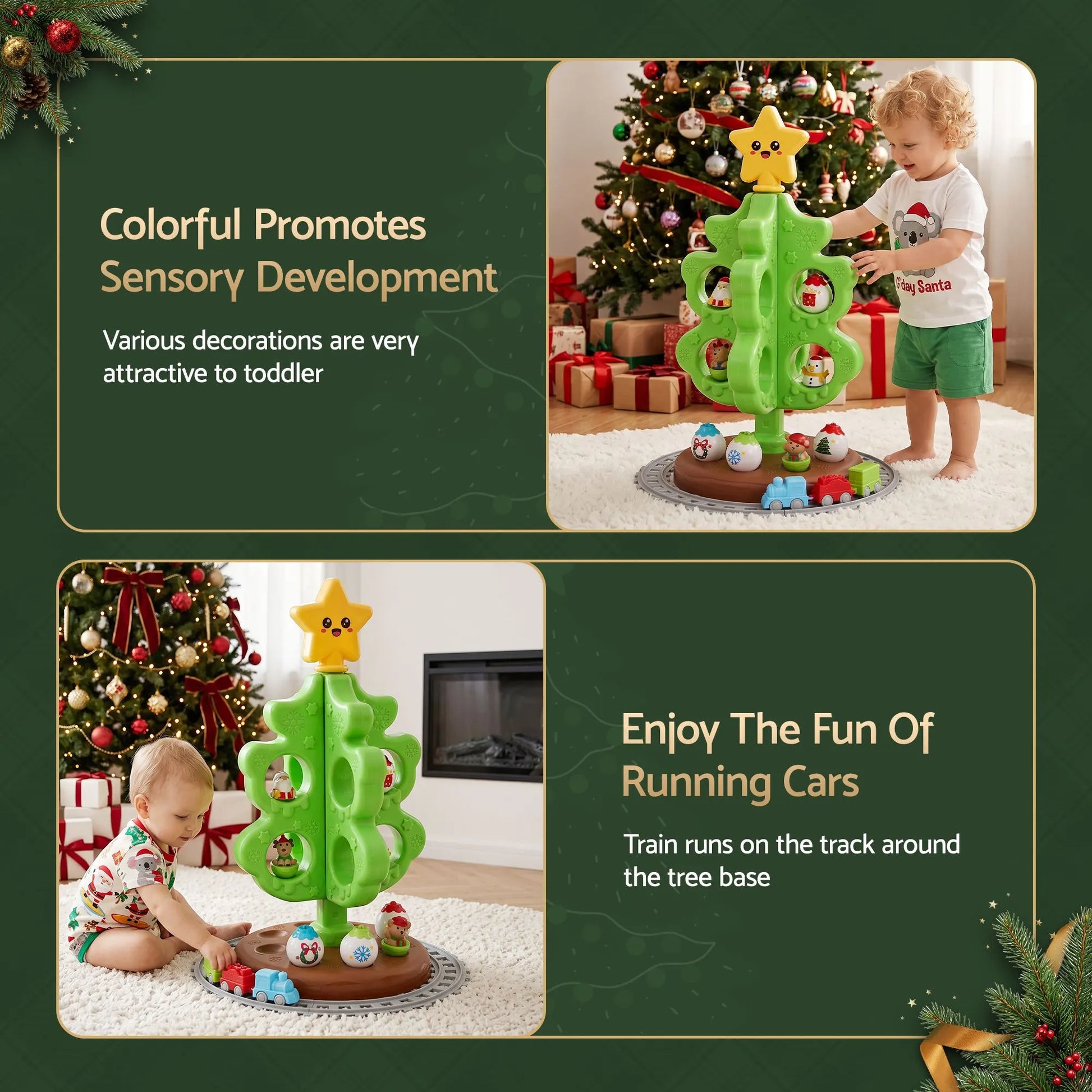 Jingle Jollys Toddler First Christmas Tree Mini Xmas Tree Toy Set with Train - Image 5