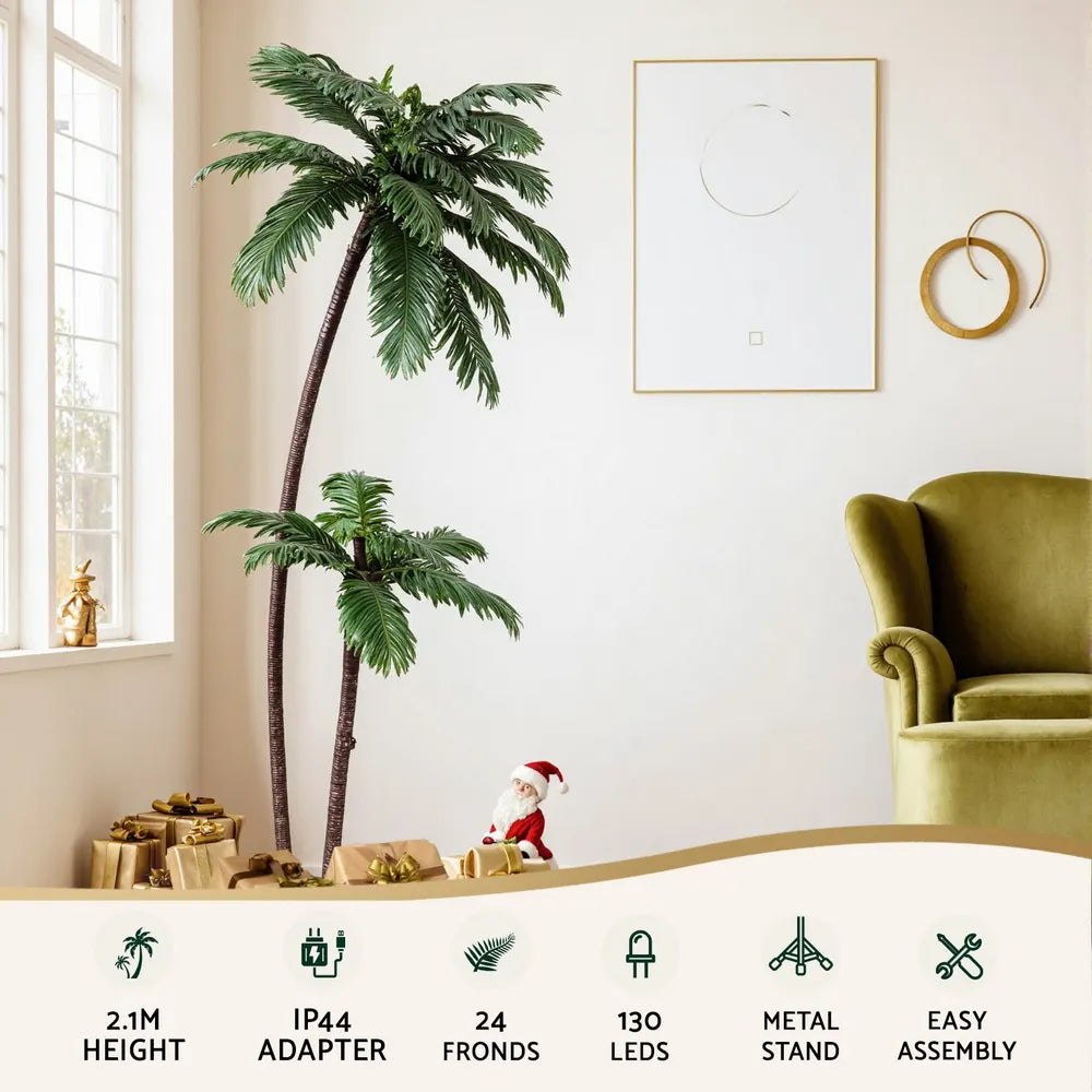 Jingle Jollys Christmas Tree 2.1m LED Lighted Xmas Palm Trees Party Decorations - Image 4