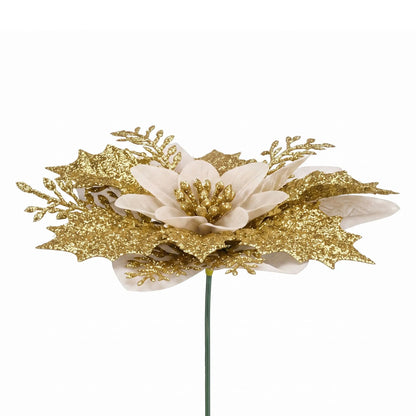 Jingle Jollys 10Pcs Christmas Tree Flower Set Garland Wreath Poinsettia Decorations - Image 3