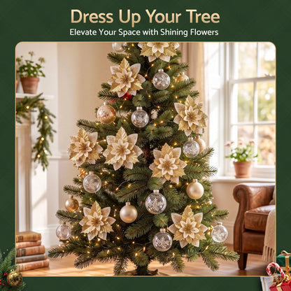 Jingle Jollys 10Pcs Christmas Tree Flower Set Garland Wreath Poinsettia Decorations - Image 5