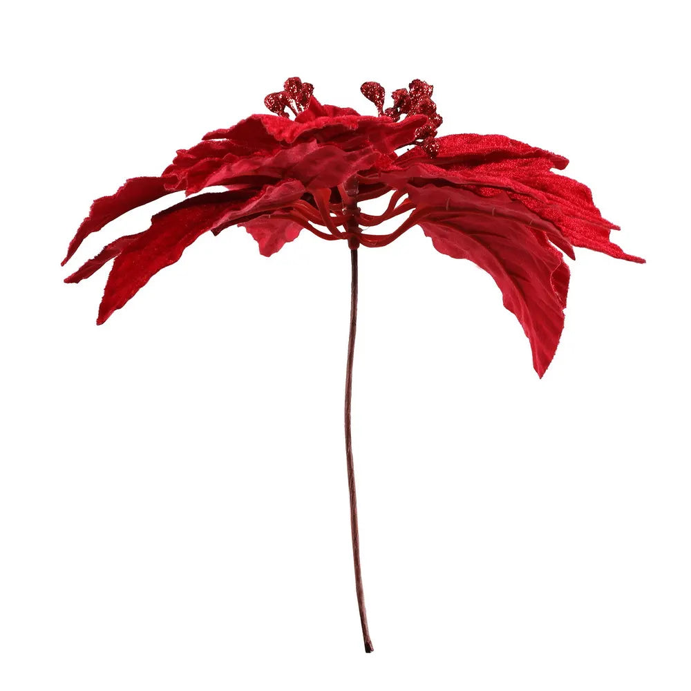 Jingle Jollys 14Pcs Christmas Tree Flowers Set Xmas Garland Wreath Ornaments Red - Image 3