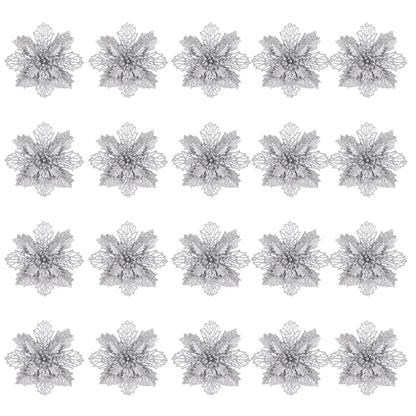 Jingle Jollys 20Pcs Christmas Tree Flower Set Garland Wreath Poinsettia Decorations - Image 4
