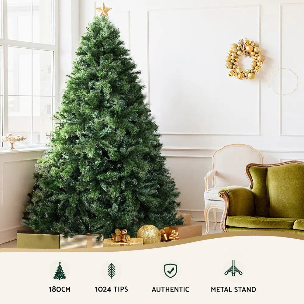 Jingle Jollys Christmas Tree 1.8M Xmas Tree Decorations Pine Needles 1024 Tips - Image 4