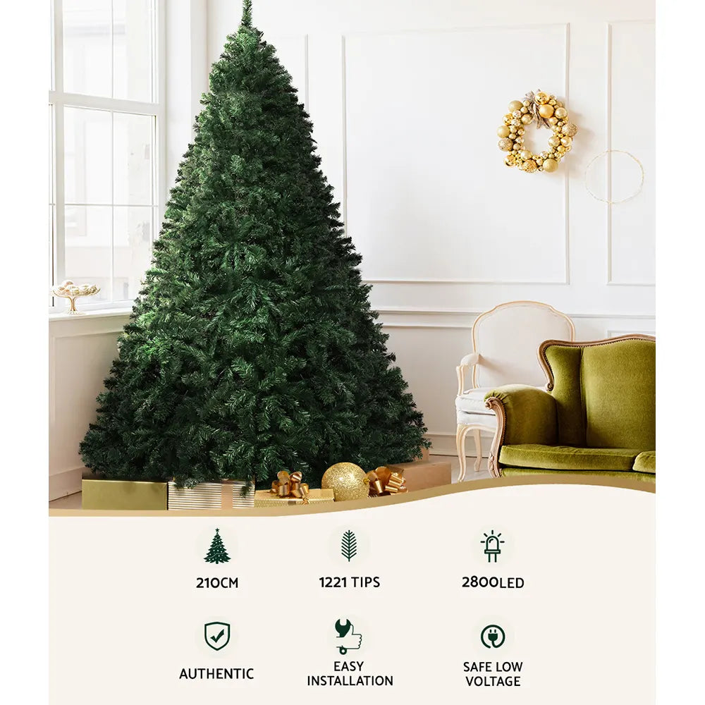 Jingle Jollys Christmas Tree 2.1m Xmas Tree Decor 2800 LED Lights 8 Modes - Image 4