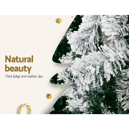 Jingle Jollys Christmas Tree 2.4M Xmas Tree Decorations Snow Flocked 1500 Tips - Image 6
