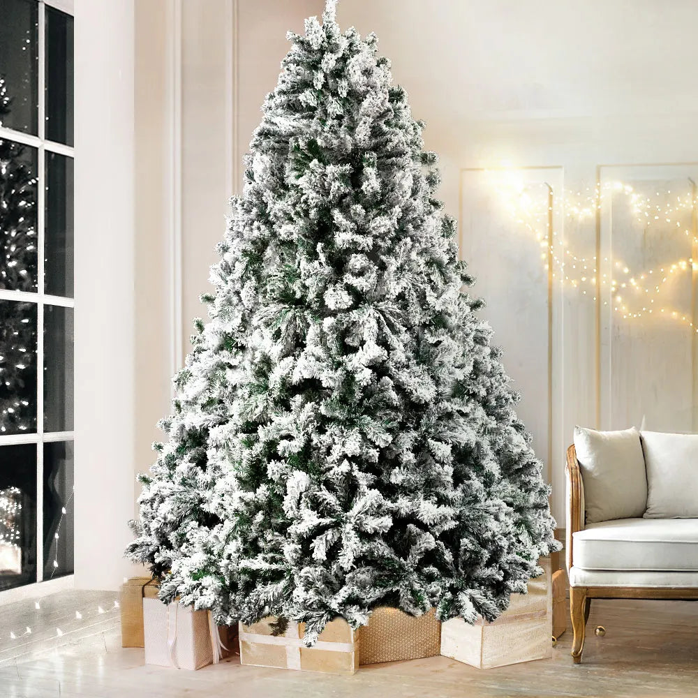 Jingle Jollys Christmas Tree 2.4M Xmas Tree Decorations Snow Flocked 1500 Tips - Image 7