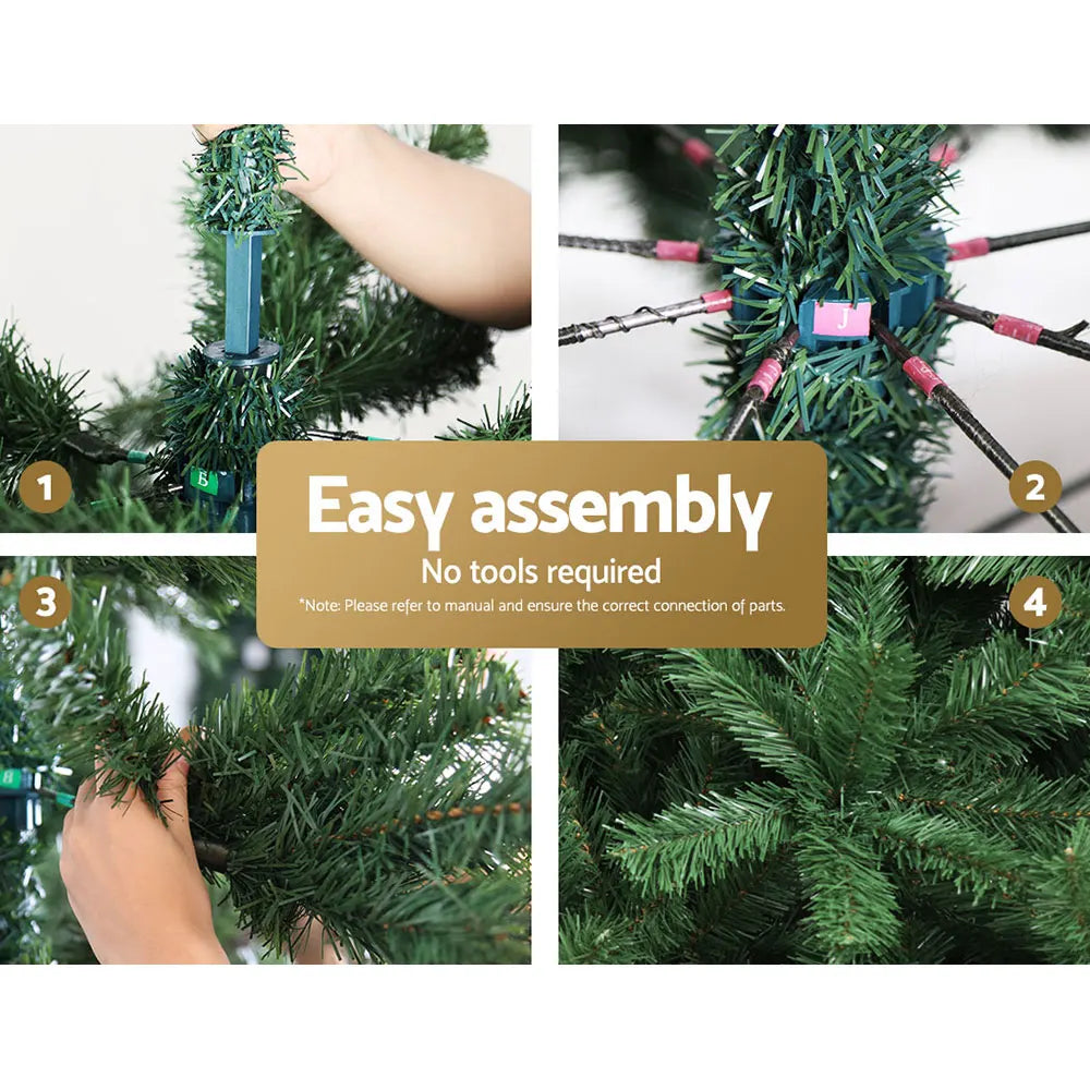 Jingle Jollys Christmas Tree 2.4M Xmas Tree Decorations Green 1500 Tips - Image 5