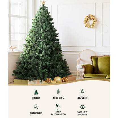 Jingle Jollys Christmas Tree 2.4M Xmas Tree Decorations 3190 LEDs 8 Light Mode - Image 3