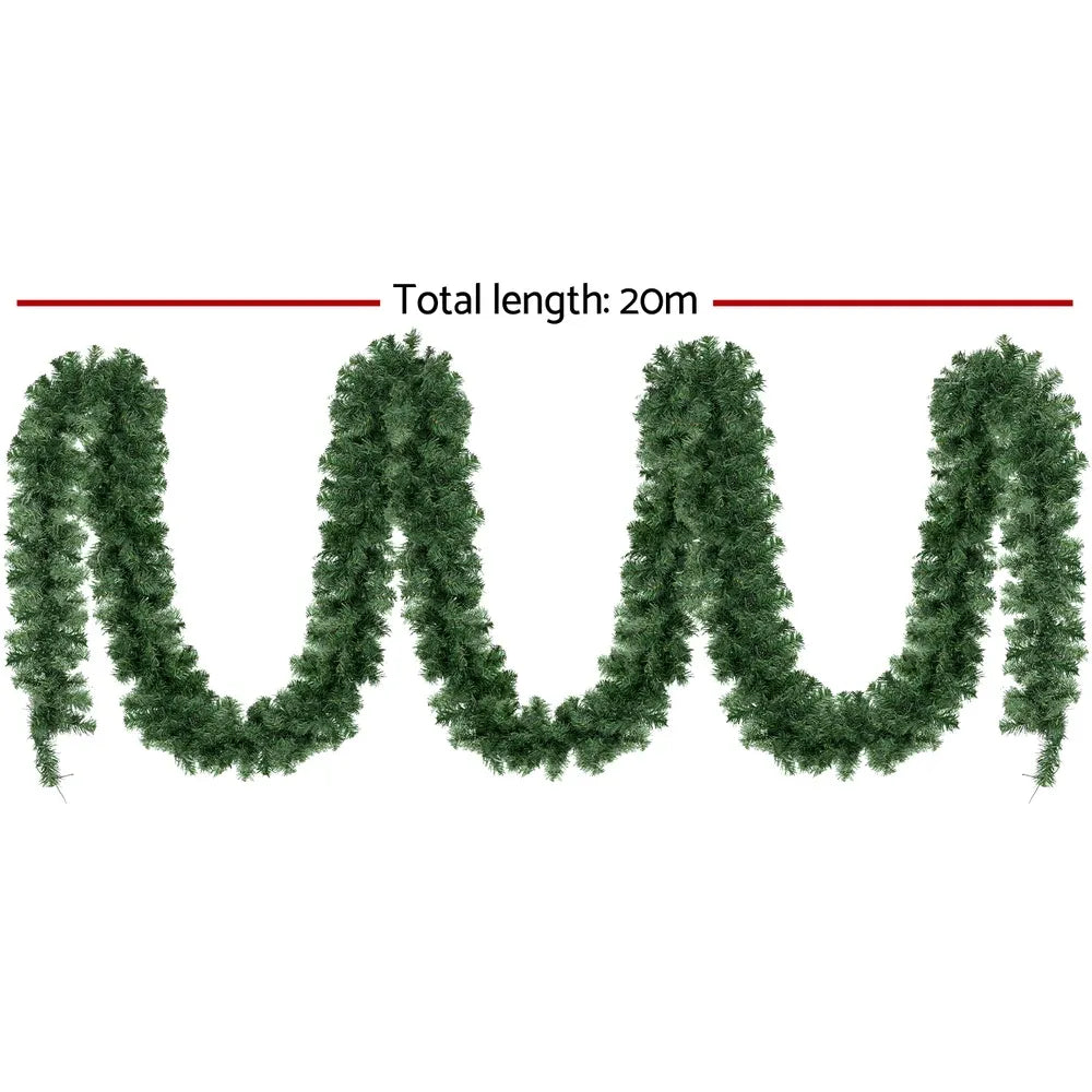Jingle Jollys 20M Christmas Garland LED Lights Party Xmas Decorations 1400 Tips - Image 2