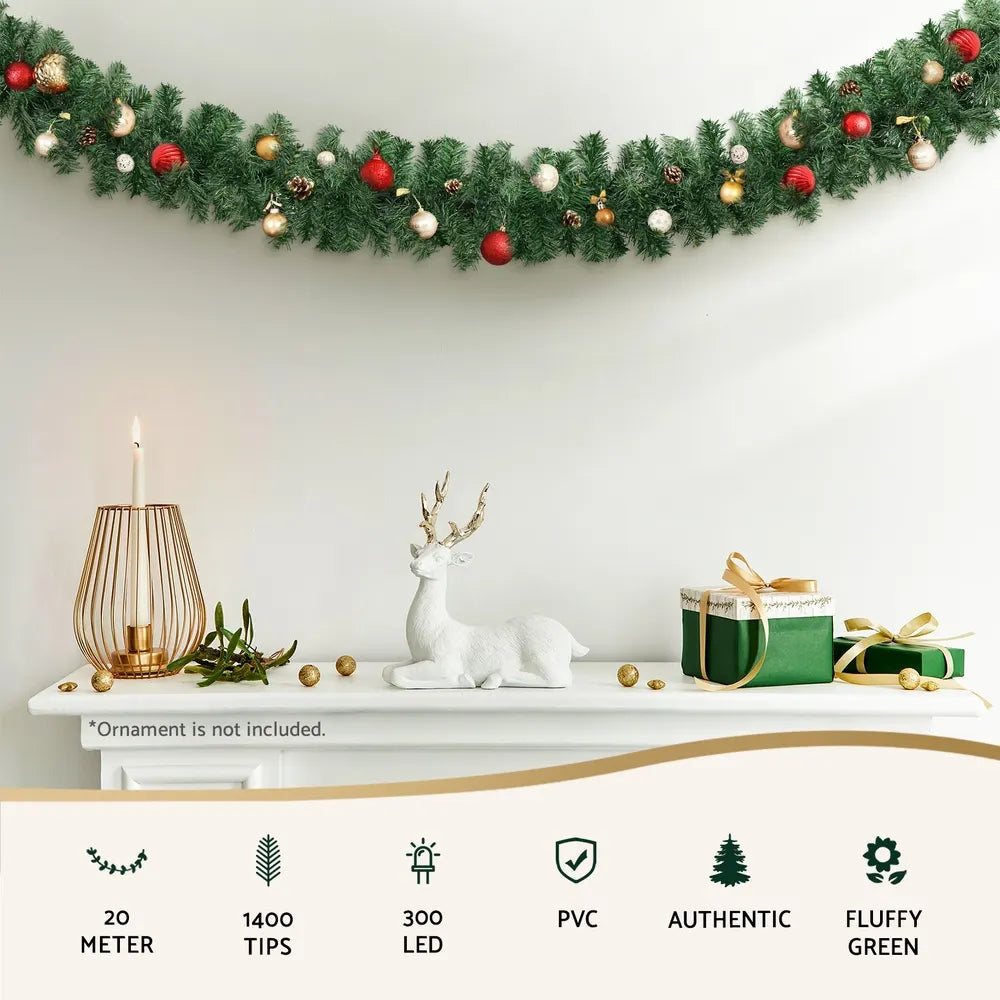 Jingle Jollys 20M Christmas Garland LED Lights Party Xmas Decorations 1400 Tips - Image 4