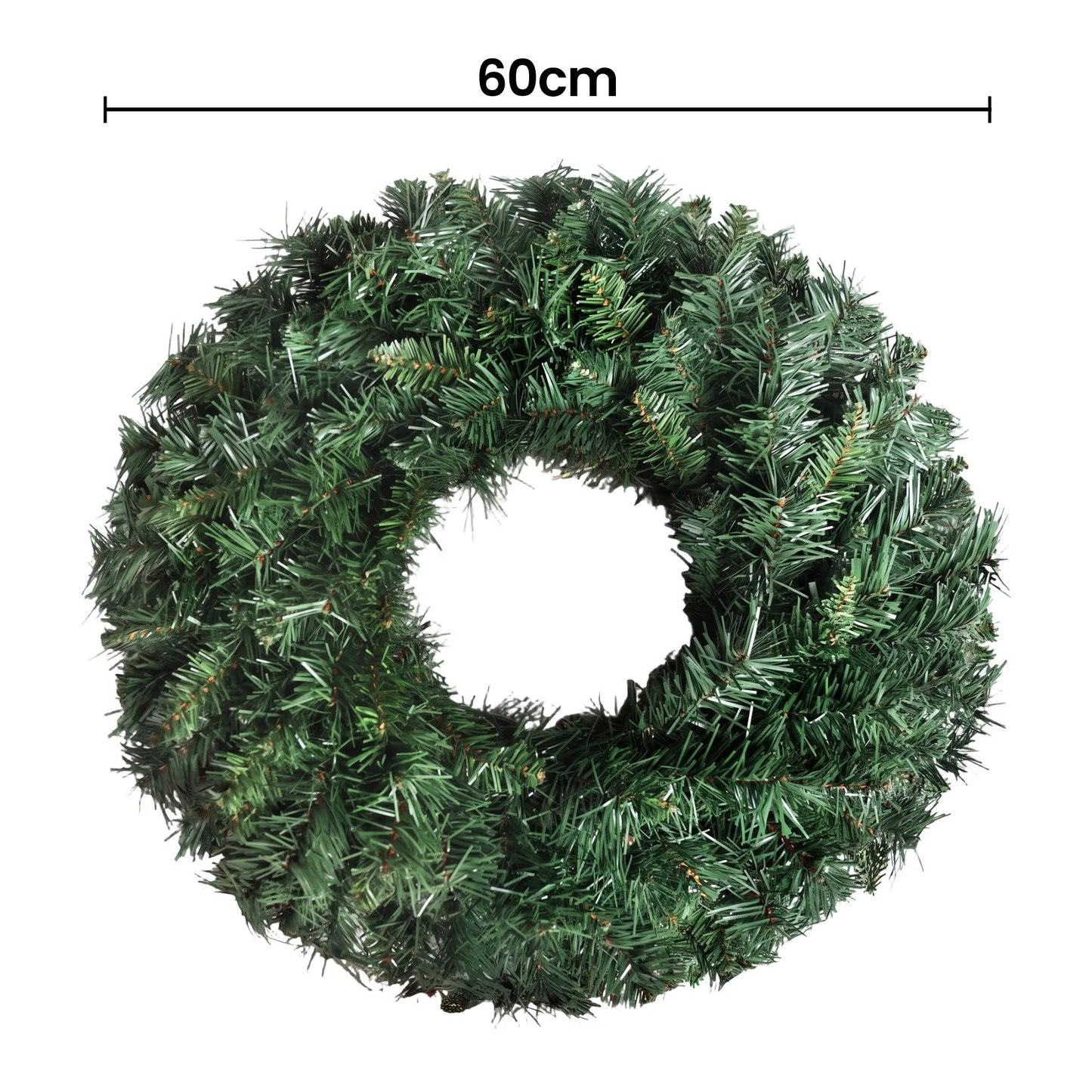 Jingle Jollys Christmas Wreath 60cm Artificial Green Garland Door Decoration 420 Tips Xmas Bush - Image 2