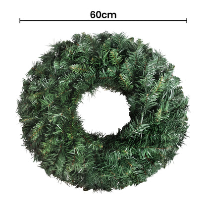 Jingle Jollys Christmas Wreath 60cm Artificial Green Garland Door Decoration 420 Tips Xmas Bush - Image 2