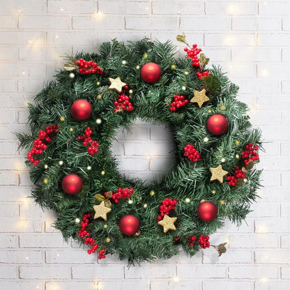 Jingle Jollys Christmas Wreath 60cm Artificial Green Garland Door Decoration 420 Tips Xmas Bush - Image 7