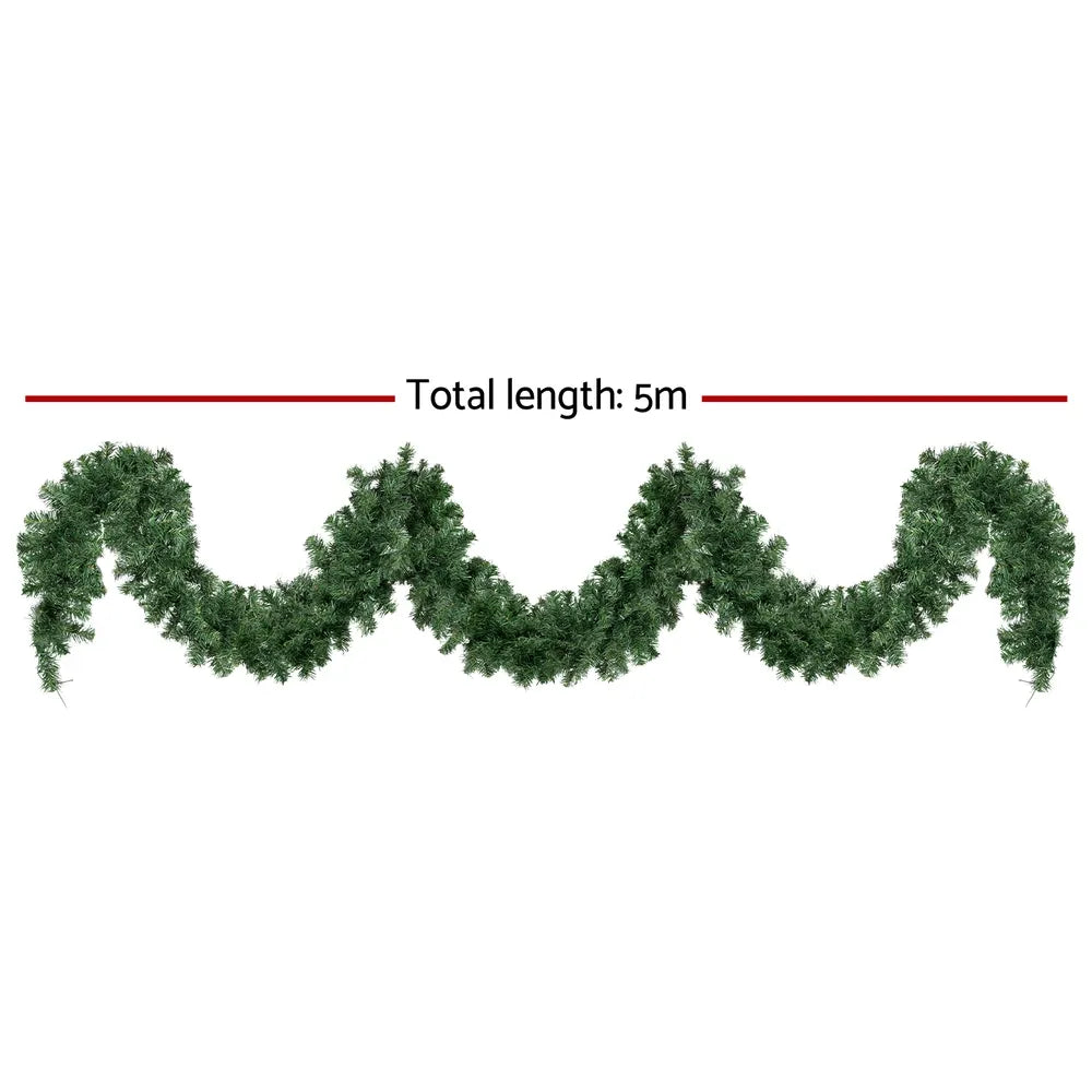 Jingle Jollys 5M Christmas Garland LED Lights Party Xmas Decorations 380 TIPS - Image 2