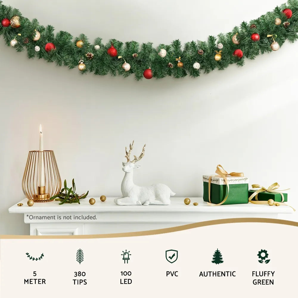 Jingle Jollys 5M Christmas Garland LED Lights Party Xmas Decorations 380 TIPS - Image 4