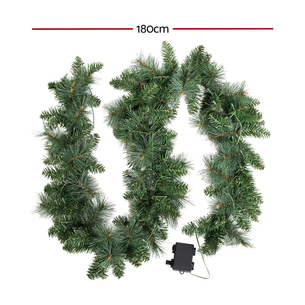 Jingle Jollys 1.8m Christmas Garland with LED lights Party Xmas Decorations - Image 2