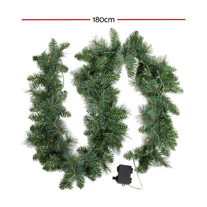 Jingle Jollys 1.8m Christmas Garland with LED lights Party Xmas Decorations - Image 2